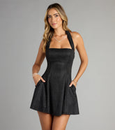 Anika Glitter Bow Skater Mini Dress