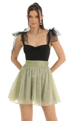 Glitter Skater Skirt In Green