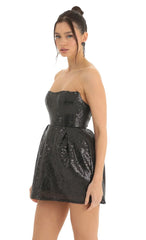 Sequin Corset Dress In Black
