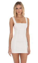 Square Neck Bodycon Dress In White