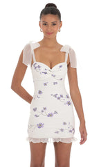 Floral Ruffle Dress In White