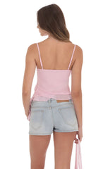 Ruffle Tassel Top In Pink