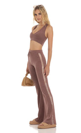 Sequin Two Piece Set In Brown