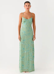 Vietta Sequin Cami Maxi Dress - Mint