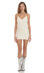 Ruffle Open Back Dress In Ivory