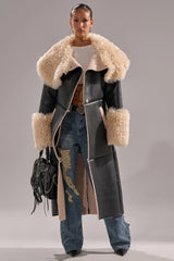 She Got It Fluffy Pu Trench With Bonded Sherpa