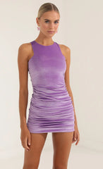 Velvet Bodycon Dress In Purple