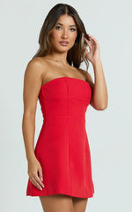 Strapless A Line Dress In Red