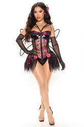 Naughty Fairy 5 Piece Costume Set - Black/Combo