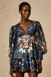 Candice Blue Graphic-Print Embellished Mini Dress