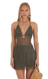 Cut Out Dress In Green