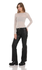 Faux Leather Jeans In Black