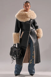 She Got It Fluffy Pu Trench With Bonded Sherpa