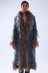 Sade Fur Trim Denim Trench