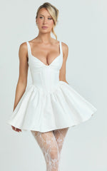 Charlee Mini Dress - Plunge Fit And Flare Dress In Ivory