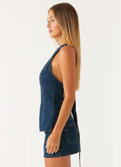 Maysa Denim Top - Washed Denim