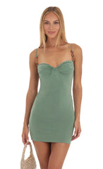 Chainlink Mini Dress In Green