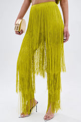 Oh So Fringe Pants In Green