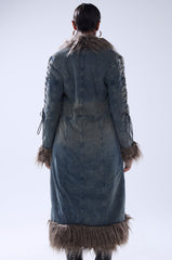 Sade Fur Trim Denim Trench