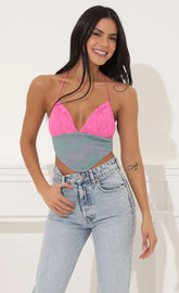Crop Top In Pink Multi