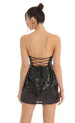 Sequin Corset Dress In Black