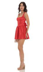 Jacquard Mini Dress In Red