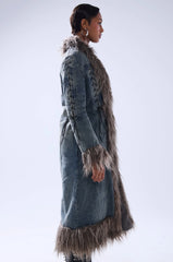 Sade Fur Trim Denim Trench