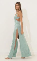 Cutout Floral Maxi In Green