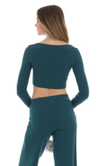 Cropped Ribbed Top In Teal