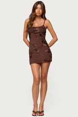 Caya Embroidered Floral Mesh Mini Dress