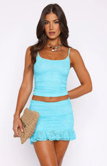 Let'S Get Closer Lace Mini Skirt Blue