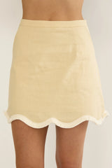 Marcelline Scallop Hem Mini Skirt Apricot