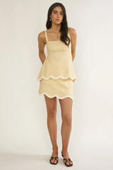 Marcelline Scallop Hem Mini Skirt Apricot