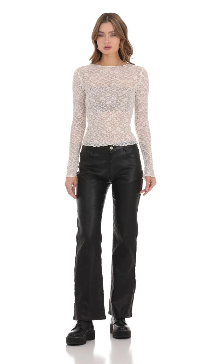 Faux Leather Jeans In Black