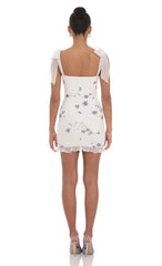 Floral Ruffle Dress In White
