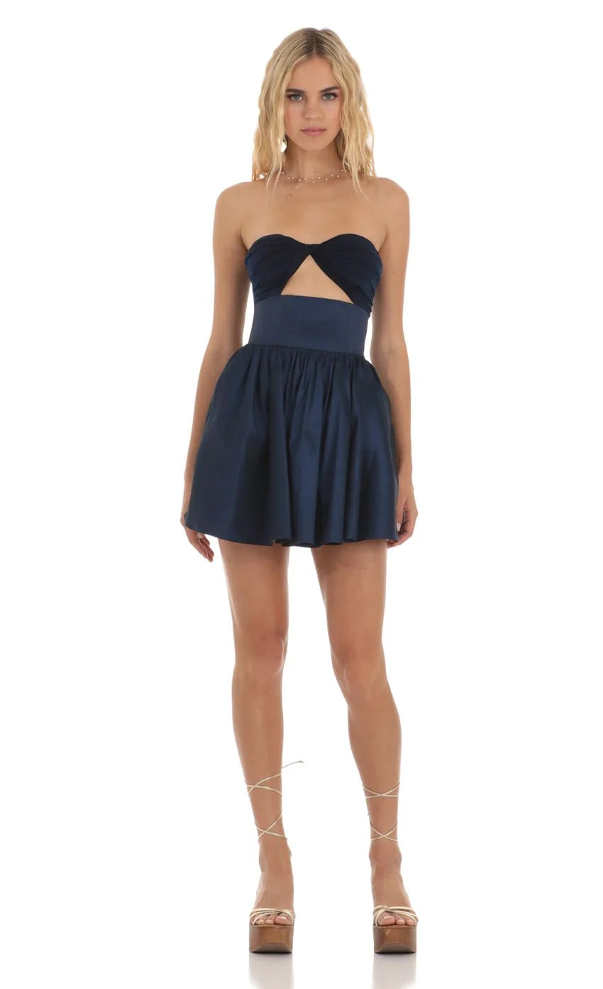 Corset Cutout Dress In Navy