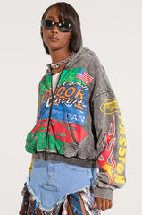 Off To The Races Graphic Zip Up Hoodie