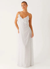 Harri Maxi Dress - White Polka Dot