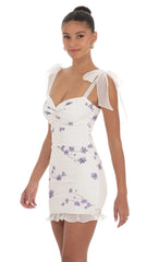 Floral Ruffle Dress In White