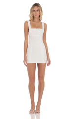 Square Neck Bodycon Dress In White